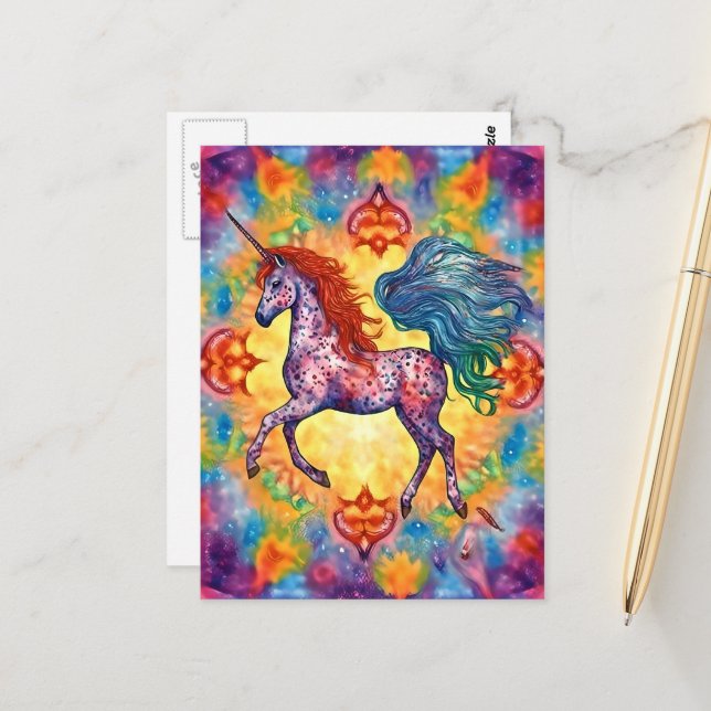 The Colourful Appaloosa Unicorn Postcard (Front/Back In Situ)