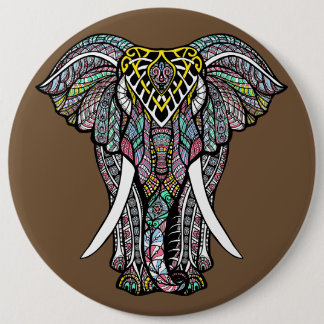 The colourful elephant 6 inch round button
