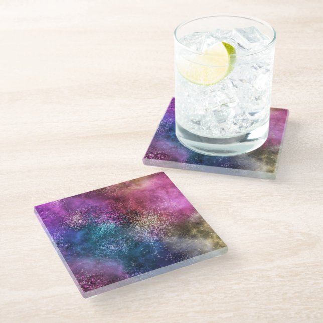 The Colourful Galaxy Glass Coaster (Angled)