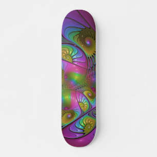The Colourful Luminous Modern Abstract Fractal Art Skateboard