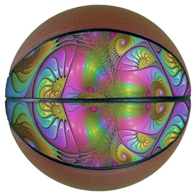 The Colourful Luminous Trippy Abstract Fractal Art Basketball (Front)