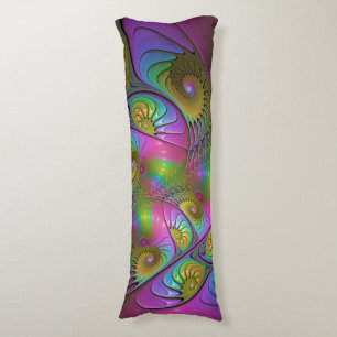 The Colourful Luminous Trippy Abstract Fractal Art Body Pillow