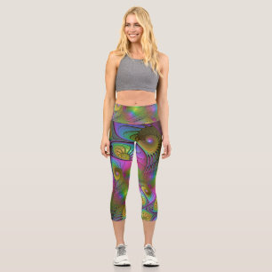 The Colourful Luminous Trippy Abstract Fractal Art Capri Leggings