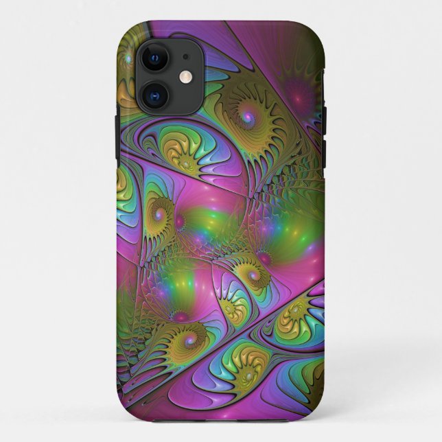 The Colourful Luminous Trippy Abstract Fractal Art Case-Mate iPhone Case (Back)