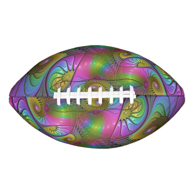 The Colourful Luminous Trippy Abstract Fractal Art Football (Front)