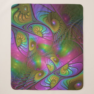 The Colourful Luminous Trippy Abstract Fractal Art Sherpa Blanket