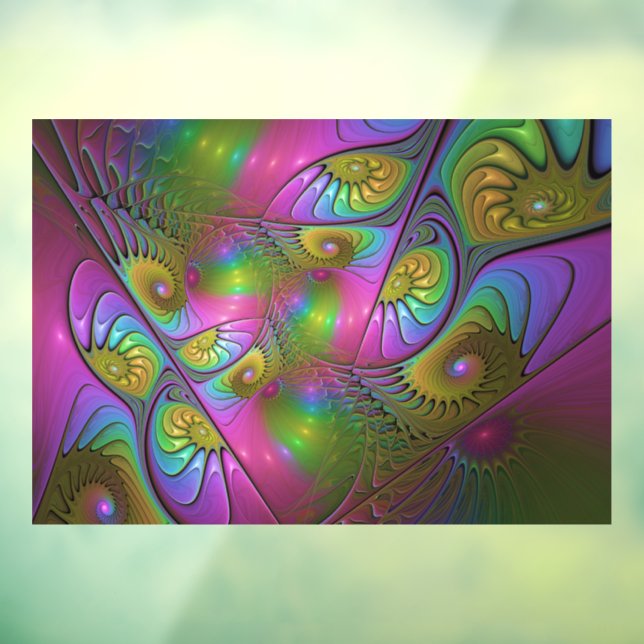 The Colourful Luminous Trippy Abstract Fractal Art Window Cling (Sheet 3)