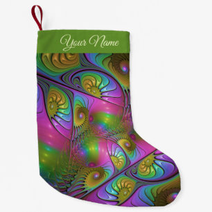 The Colourful Luminous Trippy Abstract Fractal Nam Small Christmas Stocking