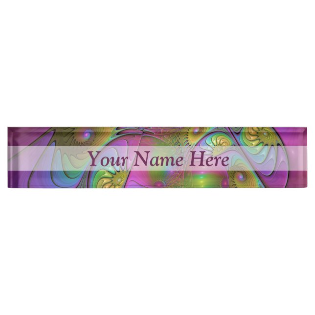 The Colourful Luminous Trippy Abstract Fractal Tex Nameplate (Front)