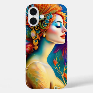 The Colourful Mermaid AI Art Portrait iPhone 16 Plus Case