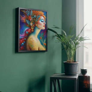 The Colourful Mermaid AI Art Portrait Poster