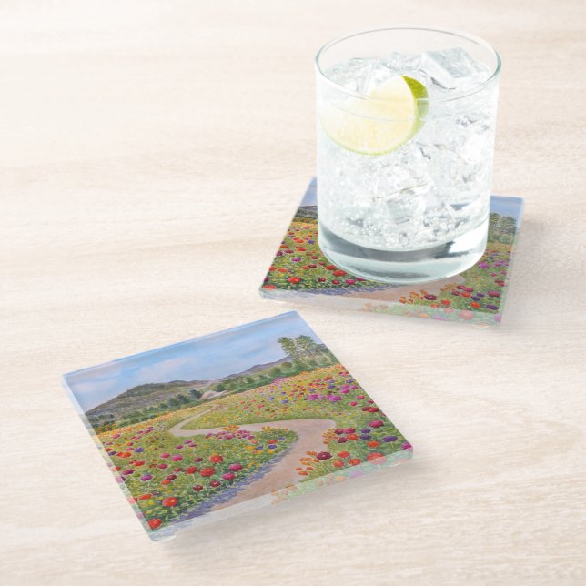 The Colourful Path Glass Coaster (Angled)