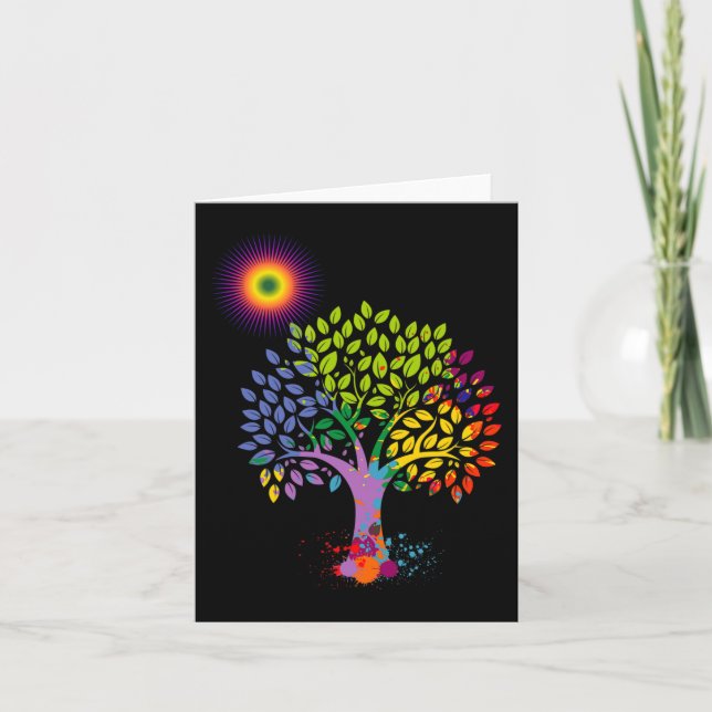 The Colourful Tree Giving Life To Earth Stop Globa Card (Front)