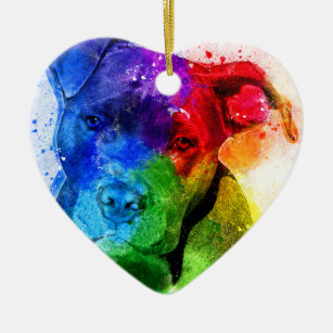 The colours of Love are a Pitbull Ceramic Ornament