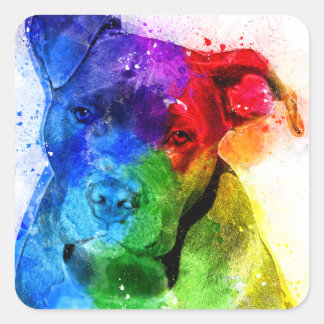 The colours of Love are a Pitbull Square Sticker