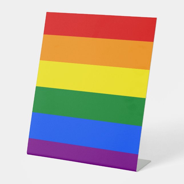 The colours of the rainbow pedestal sign (Front)