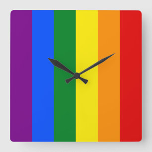 The colours of the rainbow square wall clock