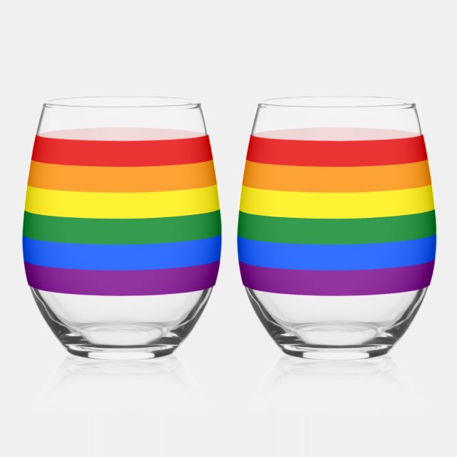 The colours of the rainbow stemless wine glass (Front)