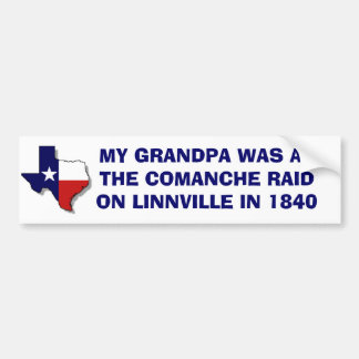 THE COMANCHE RAID ON LINNVILLE - 1840 BUMPER STICKER