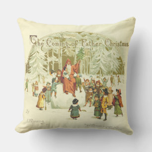 The Coming of Father Christmas Throw Pillow