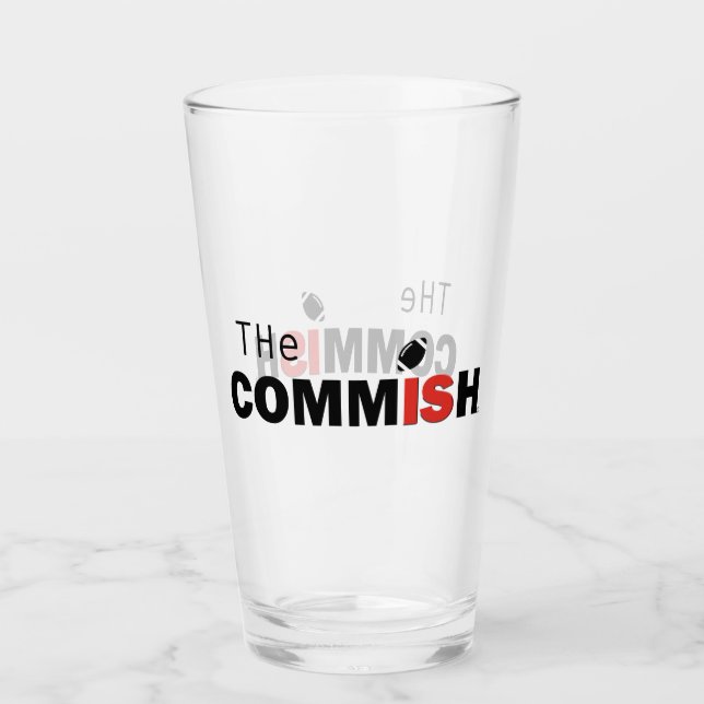 The Commish 16 oz Pint Beer Glass (Front)