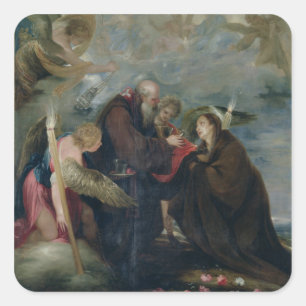 The Communion of St. Rose of Viterbo (The Virgin) Square Sticker