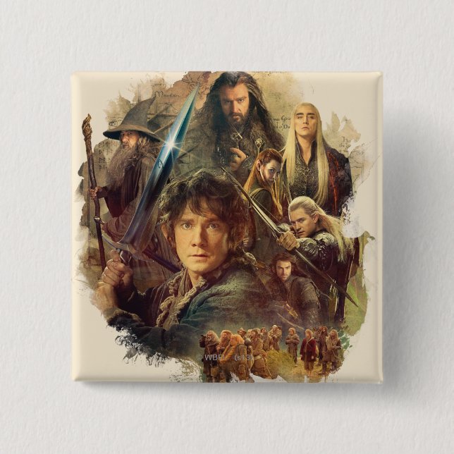 The Company and Elves of Mirkwood 2 Inch Square Button (Front)