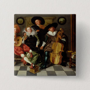 The Concert (oil on panel) 2 Inch Square Button