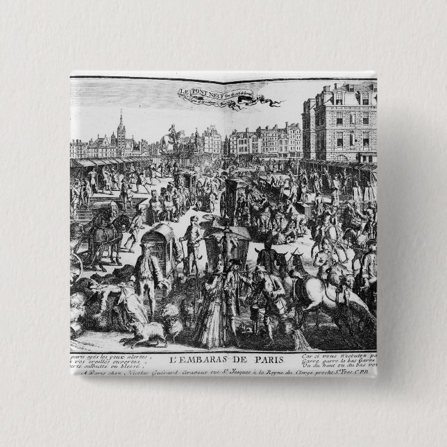 The Congestion in Paris 2 Inch Square Button (Front)