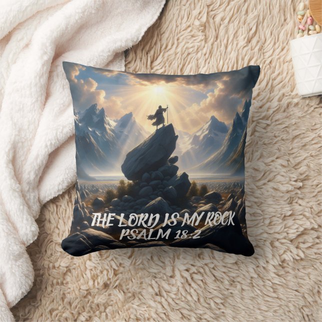 The Conqueror of Heights THE LORD IS MY ROCK Throw Pillow (Blanket)