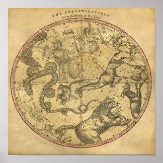The Constellations Vintage Digital Maps Poster