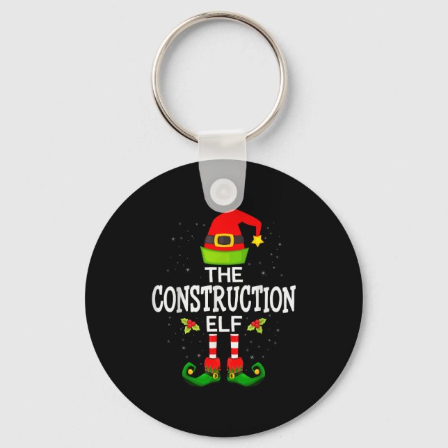 The Construction Elf Christmas Family Matching Paj Keychain (Front)