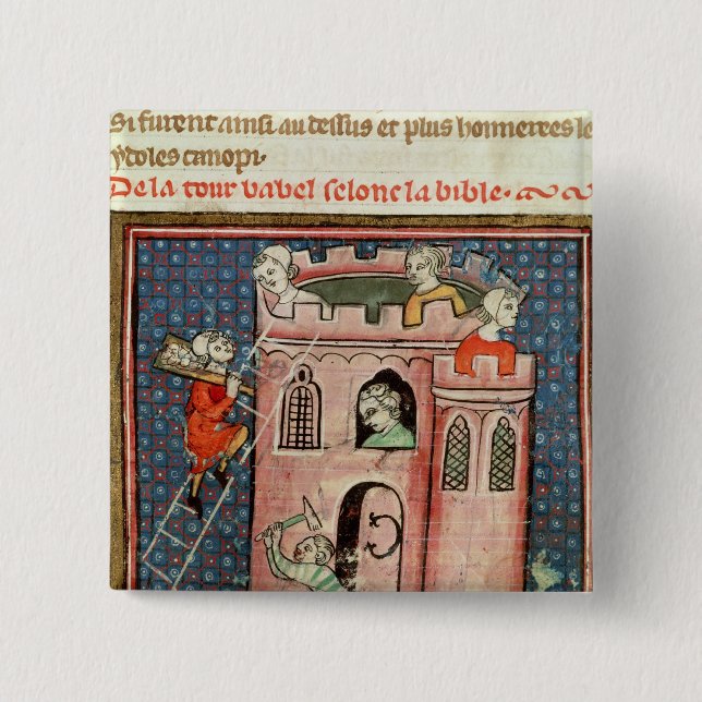 The Construction of the Tower of Babel 2 Inch Square Button (Front)