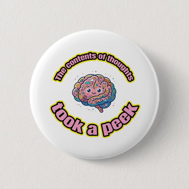 The contents of thoughts took a peek 2 inch round button (Front)