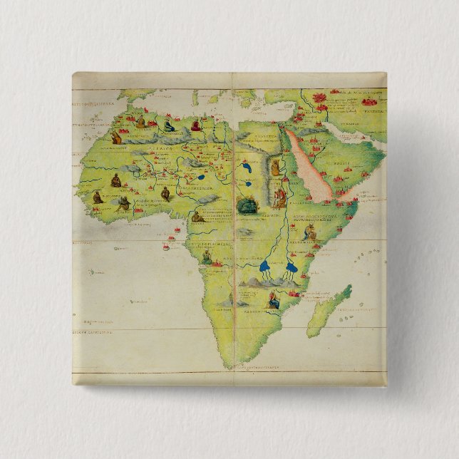 The Continent of Africa 2 Inch Square Button (Front)
