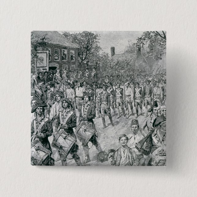The Continental Army Marching Down the Old 2 Inch Square Button (Front)