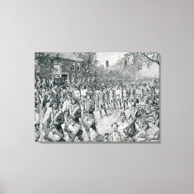 The Continental Army Marching Down the Old Canvas Print (Front)