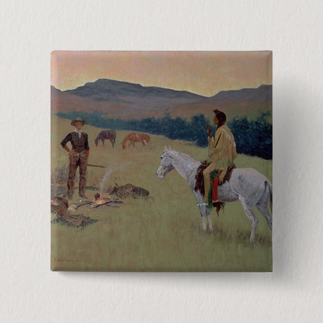 The Conversation, or Dubious Company (oil on canva 2 Inch Square Button (Front)
