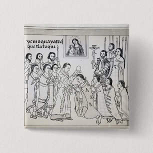 The Conversion of the Aztecs to Roman 2 Inch Square Button