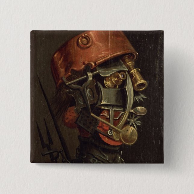 The Cook (oil on panel) 2 Inch Square Button (Front)