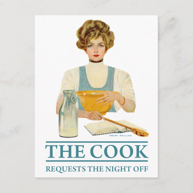 The Cook Requests the Night Off Postcard (Front)