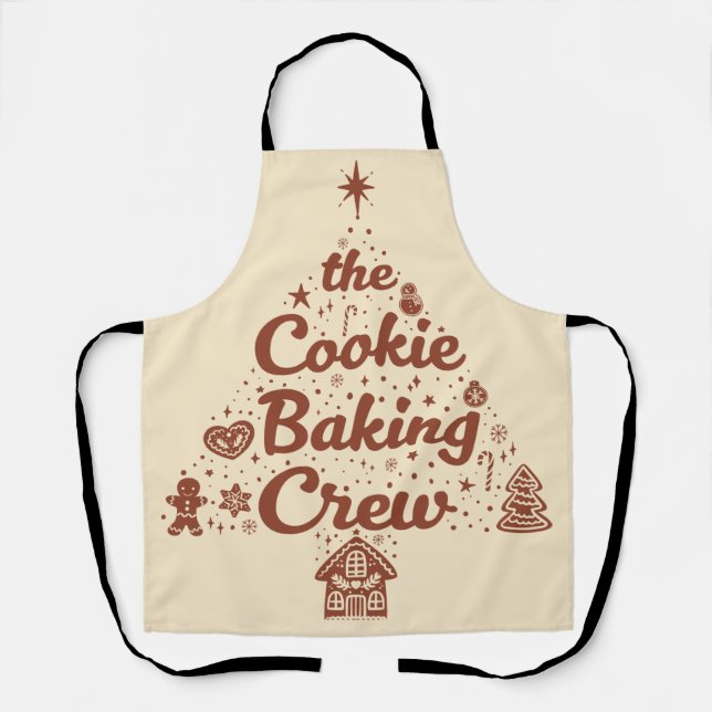 The Cookie Baking Crew Christmas Tree Design Apron (Front)