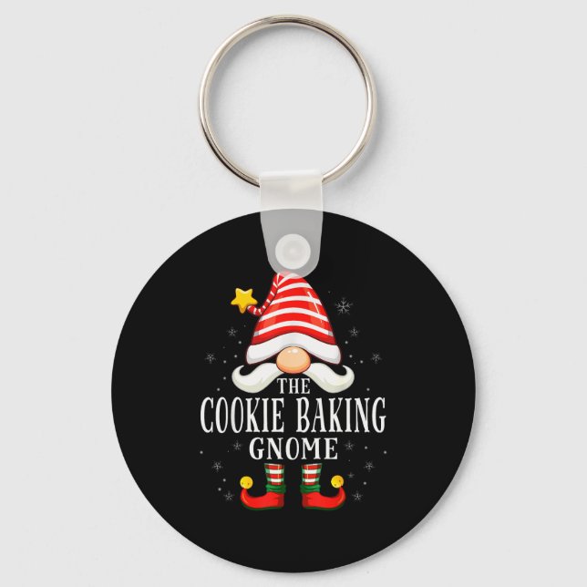 The Cookie Baking Gnome Christmas Group Family Paj Keychain (Front)