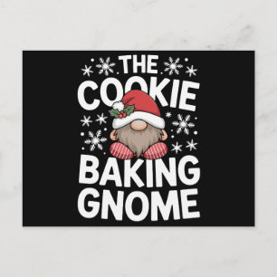 The Cookie Baking Gnome Christmas Holly Snowflake Holiday Postcard
