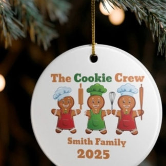 The cookie crew gingerbread  ceramic ornament