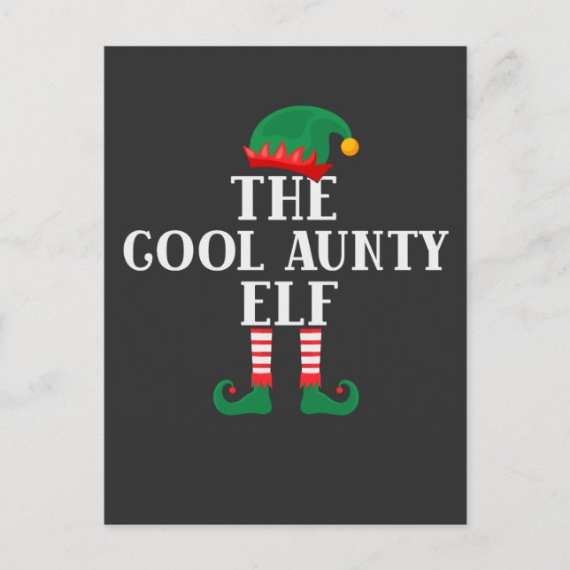 The Cool Aunty Elf Funny Christmas  Holiday Postcard (Front)