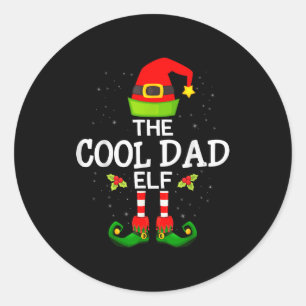 The Cool Dad Elf Christmas Family Matching Pajama  Classic Round Sticker