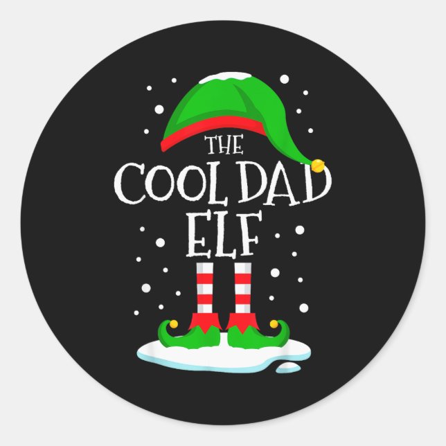 The Cool Dad Elf Christmas Family Matching Xmas Da Classic Round Sticker (Front)