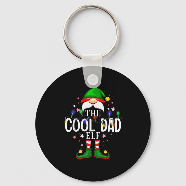 The Cool Dad Elf Christmas Family Pajama Party  Keychain (Front)