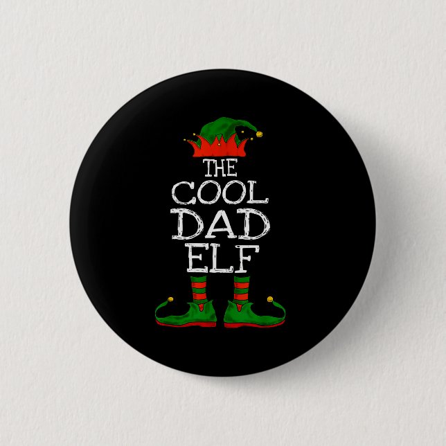 The Cool Dad Elf Family Matching Funny Christmas G 2 Inch Round Button (Front)